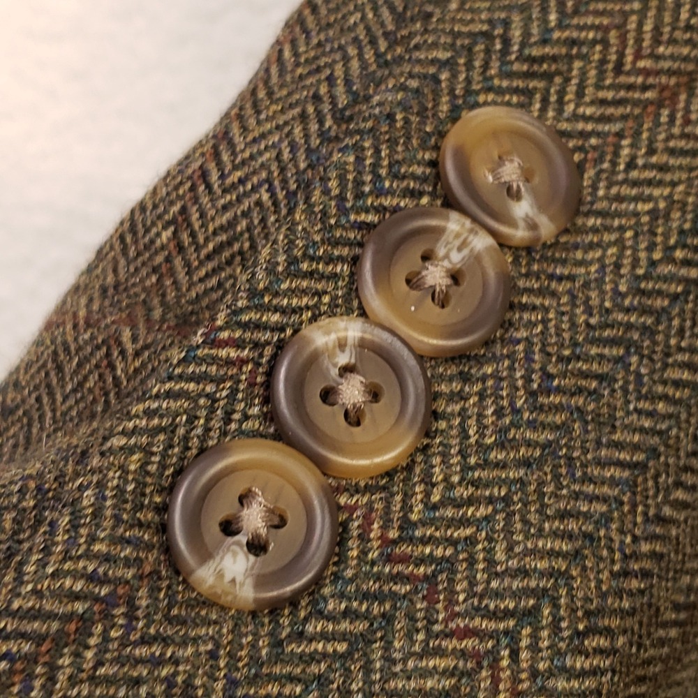 Lauren Ralph Lauren Sport Coat Mens 40S Brown Wool Herringbone Pinstripe Blazer - Picture 3 of 14